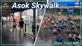 Rainy Season Walk Asok Skywalk Terminal 21 to Sofitel Monsoon 🇹🇭 Thailand [4K]