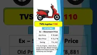 TVS Jupiter 110 New Price 2025 | GST Cut Price ₹72,718 | Full Details & Savings Explained