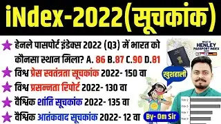 🔥सूचकांक 2022 | Index 2022 | Suchkank 2022 | Current Affairs in Hindi | India Rank