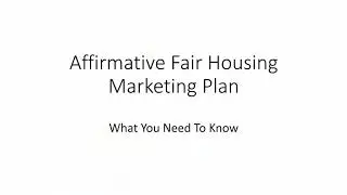 Affirmative faire housing marketing plan