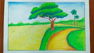 Easy Mustard Plant Field Drawing | Scenery Drawing Tricks for Beginners