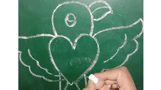 how to draw a flying parrot with heart❤ simple and easy trick for all learner 😍//#viral #drawing