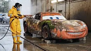 ASMR Care restoration a Forgotten Lightning McQueen from a Forest clearing - CAN - 79