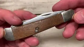 Walden Knife Co. made in USA wood handles trapper pocket knife Vintage? Bear sale find