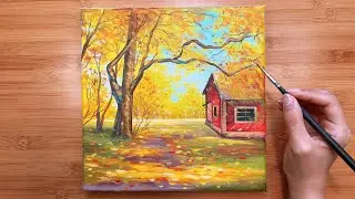 Golden autumn| Acrylic Painting Tutorial | Sophia Art