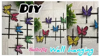 Diy butterfly 🦋 wall hanging #diy #craft #handmade #wallhanging #walldecor #wallpaper #diy