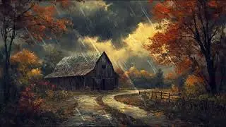 Thunderstorm Over Autumn Farm | Rain & Thunder Sounds | Fall Screensaver for Relaxation & Sleep