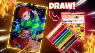 Drawing Tanjiro kamado using Camlin pencil colours.#art #animeart #demonslayer #tutorial #howtodraw 