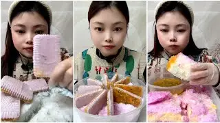 ASMR ice eating with passion fruit and milk powder 