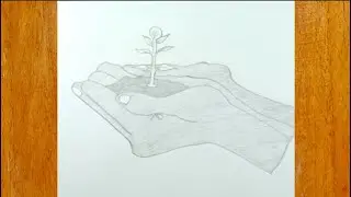 How to draw a plant growing in hand ☘️ | Easy pencil sketch|