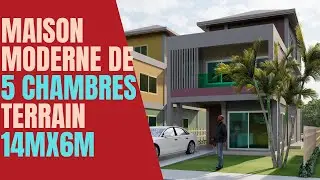 Plan 221107H : Maison &agrave; &eacute;tage Moderne de 5 chambres sur petit terrain de 14mx6m