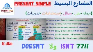 الأزمنه: المضارع البسيط  بكل قواعده( إثبات ونفى وسؤال واستخدام وكلماته الداله واللهجه Present simple