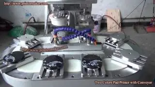 Caps Two Colors Pad Printer with Conveyor