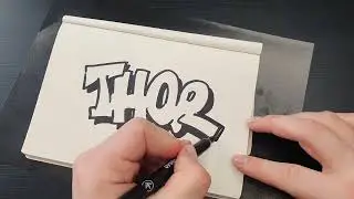 How To Draw GRAFFITI THOR drawing coloring Graffiti Tutorial words , calligraphy
