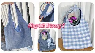 DIY | May t&uacute;i vải tote 2 trong 1 si&ecirc;u dễ