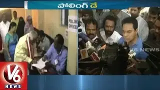 IT Minister KTR Casts His Vote in Banjara Hills | GHMC Elections 2016 | V6 News
