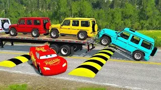 Flatbed Truck Mcqueen  |  Transportation with Truck - Porthole vs Car #33 -  BeamNG.Drive
