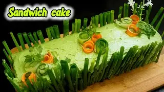 Sandwich cake|No Cook Sandwich Cake Recipe|High Protein Spinach Dip | Bina Gas 10 Minutes|#sandwich