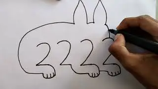 2222 number se khargosh ki drawing | rabbit drawing step by step #numberdrawing #easydrawing #art 
