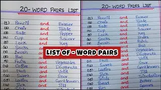 List of 20 Word Pairs of English | Word Pairs | vocabulary| Know with Zee| english grammar 