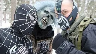 Black spiderman vs Bane vs Zombie superhero fight in real life