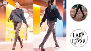 PUBLIC WALKING IN POINTED TOES LEATHER OVERKNEE BOOTS. BEAUTIFUL SNAKE SKIN PRINTED SHOES