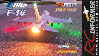 E-flite F-16 80mm - FMS 80MM PRO 3665 2000KV - HK Afterburner first Taxi