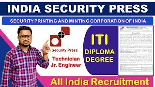 SPMCIL - INDIA SECURITY PRESS NASHIK Recruitment 2020 for ITI, Diploma, Degree Students || Apply Now