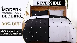 Modern Monochrome Bedding ✨ | 60% Off Black & White Duvet Cover Set