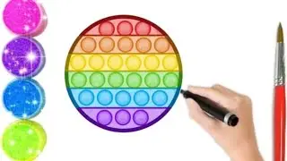 Rainbow circle pop it drawing for kids/pop drawing step by step/kids drawing/round pop it drawing