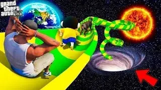 Shinchan and Franklin Tried Impossible Biggest Water Slide from Space Parkour Challenge in GTA 5