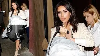 Kim Kardashian Shows Strength Carrying Baby Nori After Family Dinner In Hollywood  [2014]