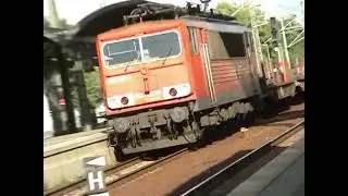 Freight train with DB 155 237 1 passes the station  #155 #cargo #trainspotting