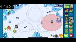 Balloons adventure time tower defense: Ice Kingdom map 1 (Snow plains I think?) Monkeys only