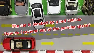The car is blocked by a red vehicle. How do I reverse out of the parking space?