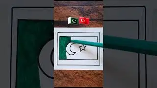 Turkiye & Pakistan flags🇹🇷🇵🇰|#beginners #shortsfeed #art #turkey #shorts #tutorial #flag #pakistan