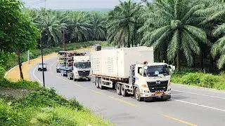 Rombongan Truck Transportasi Alat 65 Ton Megap Truck Tangki Habis Nafas Sopir Minta Bantu Ganjal