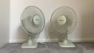 Two 2000s duracraft 12 inch desk fans