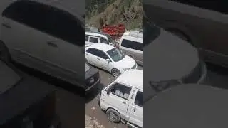 Tourists Rush Naran Kaghan . Long queues of tourists. Heavy Traffic Jam 2
