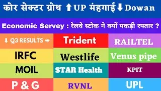 CORE Sector ⬆️ Inflation ⬇️ Railway STOCK In High Speed 🌸 P & G UPL Venus pipe MOIL KPIT Westlife  🌸