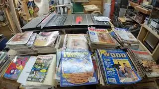 Reorganizing old woodworking magazines.