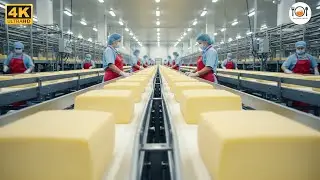 Inside the Massive Cheese Factory  How Raw Milk Becomes Golden Cheese Blocks Full Process.