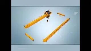 5 Ton - 550 Ton Double Girder Overhead Crane with Open Winch & Hook Assembly 3 D Presentation