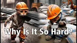 A cat working on a construction site #cat #ai #aicat #touching #workers