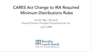 CARES Act Change to IRA Required Minimum Distributions Rules