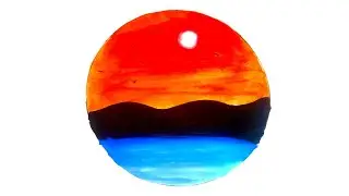 I Created a Beautiful Sunset Landscape Drawing Using Only a Ruler#drawing