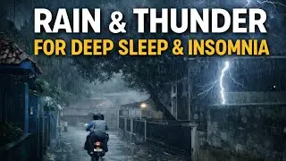 Heavy Rain & Thunder Sounds in a Quiet Village &mdash; Walking Ambience for Sleep & Insomnia