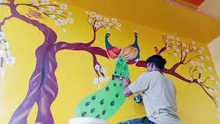  painting work ,,room design, peacock painting, colour ideas 