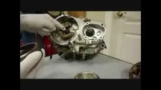 Honda ATC 110 Reassembly, 4 of 12, Bottom End, Left Side, Cam chain adjuster, Magneto, Hi Lo Gears