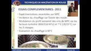 VINAROMAS: techniques de mac&eacute;ration et ar&ocirc;mes des vins rouges par Olivier GEFFROY (IFV Sud-Ouest)